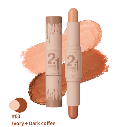 2-In-1 Highlighter Shadow Double Head Bronze Contour Stick