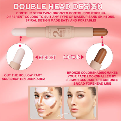 2-In-1 Highlighter Shadow Double Head Bronze Contour Stick