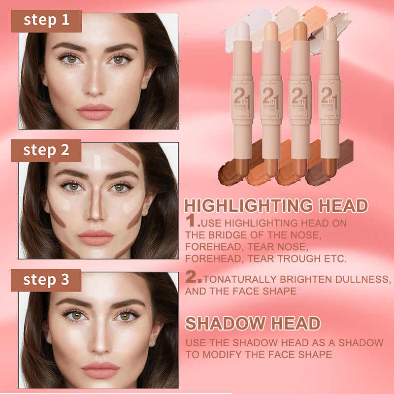 2-In-1 Highlighter Shadow Double Head Bronze Contour Stick