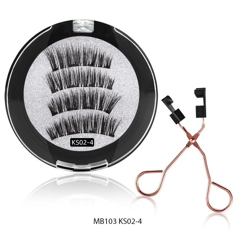 2PCS 3D Natural Nude 4 Magnet False Eyelashes